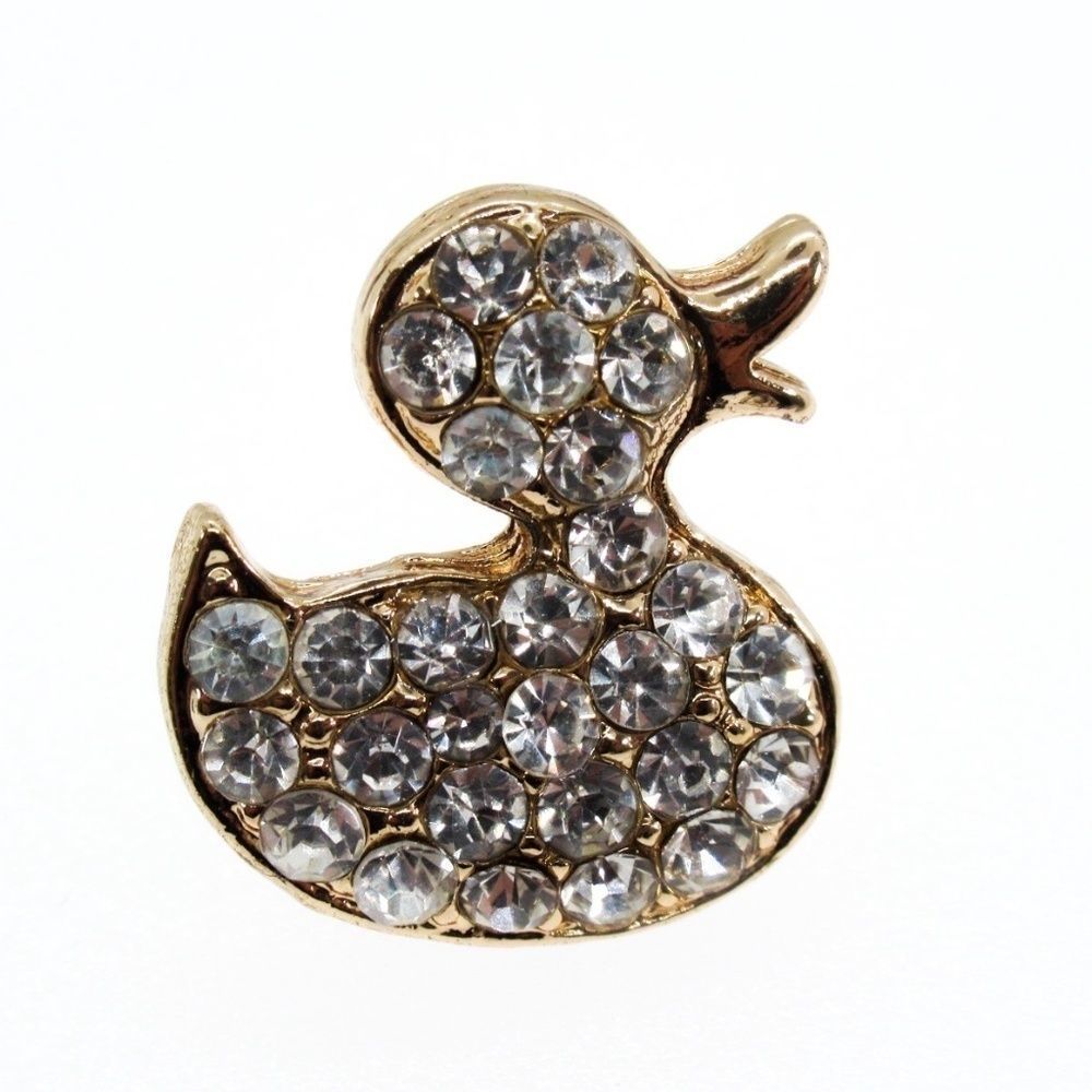 Women's Gold Plated Rhinestone Duck Pin